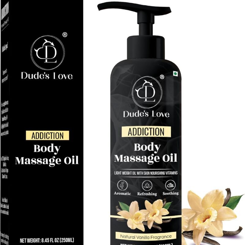 Organic - Vanilla Edible Full Body Massage Oil - No Stain & Non-Sticky | with Fractionated Coconut Oil, Vanilla & Jasmine Oil, Date Night | Massage Oil for Massage Therapy - 8.45 Fl Oz