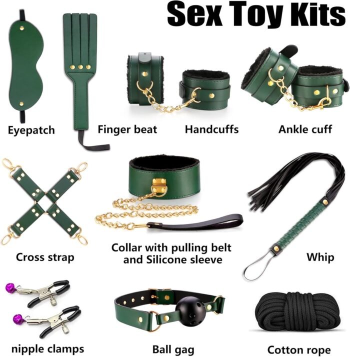 BDSM kit Sex Toys Bondage Restraints Set,Anal Butt Plug Toys and Adjustable Handcuffs Collar Ankle Cuff Blindfold,Sex Things for Couples Kinky and Couple Sex Toys for Games Card. - Image 5