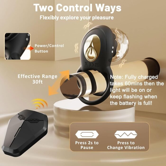 Vibrating Cock Ring Adult Sex Toys for Men, Silicone Penis Ring with Rose Clitoral Vibrator Couples Sex Toys, 8 Vibrations Adult Male Sex Toy Remote Control Vibrators for Men Female Couple Pleasure - Image 5