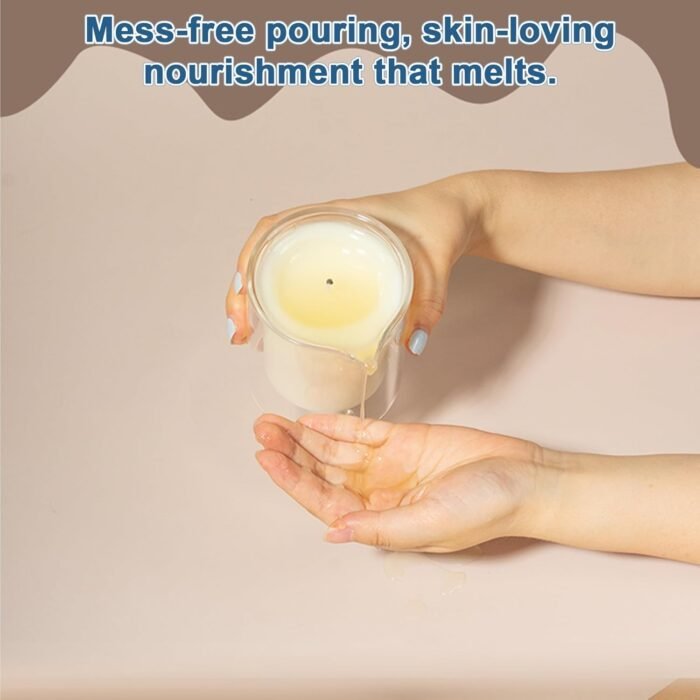 Soy Massage Oil Candle, 6.5 OZ Beautiful Double Layer Glass Low Temp Vanilla Candle, Moisturizing Essential Oil Body Massage Candle For Home & Spa, Intensive Skin Treatment Candle (Vanilla) - Image 4