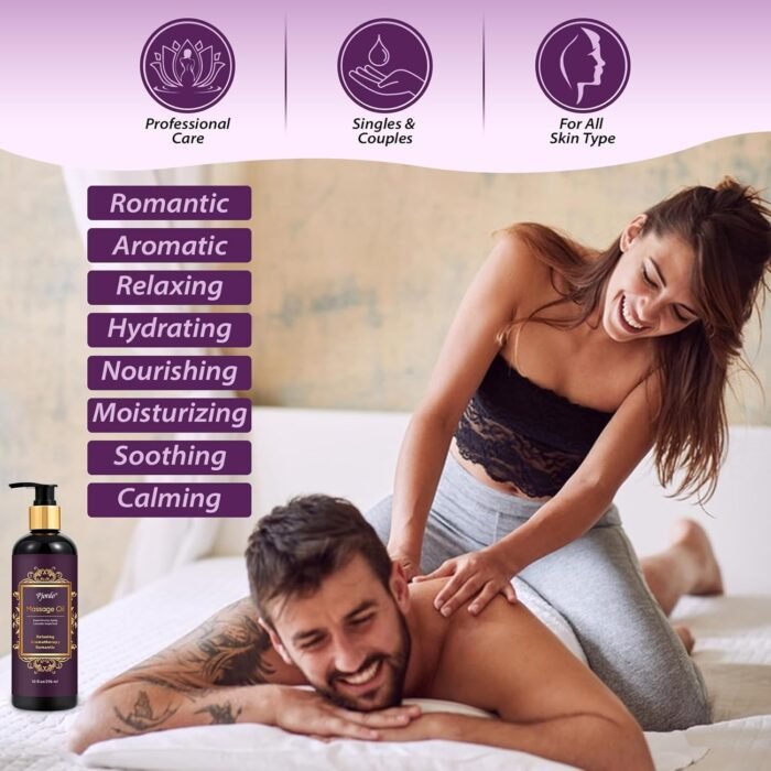 Aromatherapy Lavender Massage Oil with Massage Roller Ball & Thumb Saver Massager, Spa Massages Oil for Date Night, Massage Oil for Massage Therapy, Calming, Soothing, Relaxing, 10 Fl Oz - Image 3