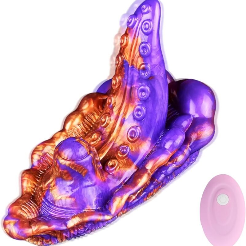 Female Masturbation Vibrator for Lesbian, Very Soft and Stretchable, with Multiple Vibration Modes Remote Control Silicone Clitoris Vibrator Adult Sex Toy (N-DPV5159)
