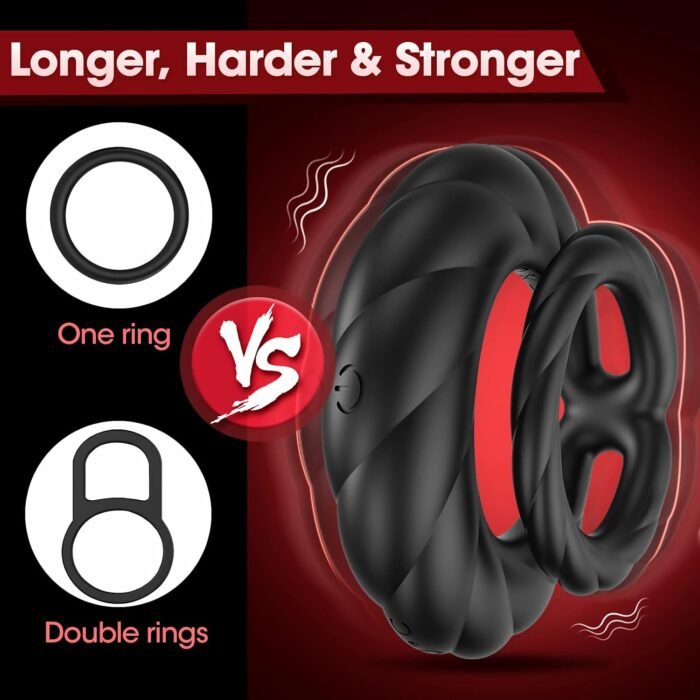 Vibrating Cock Ring Sex Toys for Men - Penis Ring Vibrator with 10 Vibrations, Adult Male Sex Toy for Longer Harder Stronger, Double Penis Vibrators, Couples Mens Male Adult Sex Toys & Games - Image 7