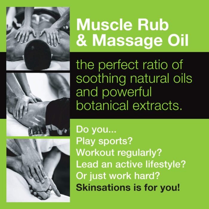 Skinsations – Hemp Massage Oil & Sore Muscle Rub | 100% Organic, 10 Essential Oils for Natural Relief, Arnica, Turmeric, Peppermint, Lavender in a Sweet Almond Oil and Hemp Seed Oil Base - Image 4