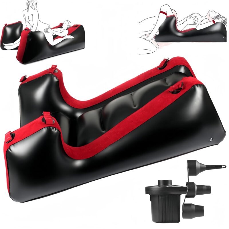 Sex Sofa Inflatable with Electirc Inflator Sex Furniture Split Leg Type Sex Chair Cushion Ramp with Bondage BDSM Position Support Pillow Multifunctional Ramps for Couple Position Adults Toys