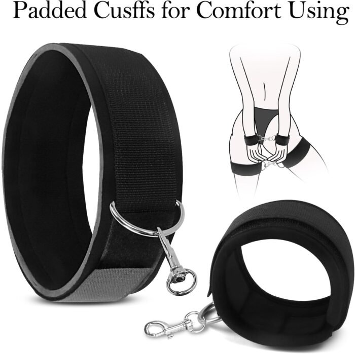 BDSM Sex Bondage Restraints Set with Hands Wrist & Thigh Cuffs,Bed Retraint Sex Toys for Women Sex Swing Adjustable Handcuffs Ankle Cuffs Blindfold Restraint Bondaged Kit Adult Sex Toys for Couples - Image 5