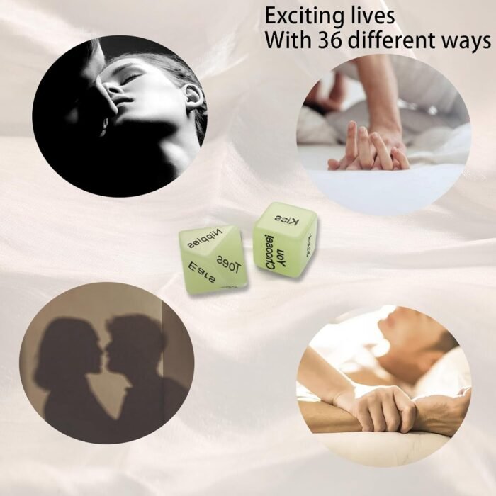 Naughty Sex Dice Set for Adults Couple Funny Glow in The Dark Love Dice for Anniversary Valentines Couple Game Choices,60 Ways to Play - Image 2