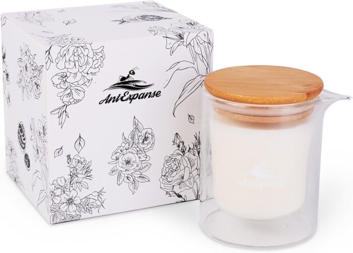 Soy Massage Oil Candle, 6.5 OZ Beautiful Double Layer Glass Low Temp Vanilla Candle, Moisturizing Essential Oil Body Massage Candle For Home & Spa, Intensive Skin Treatment Candle (Vanilla)