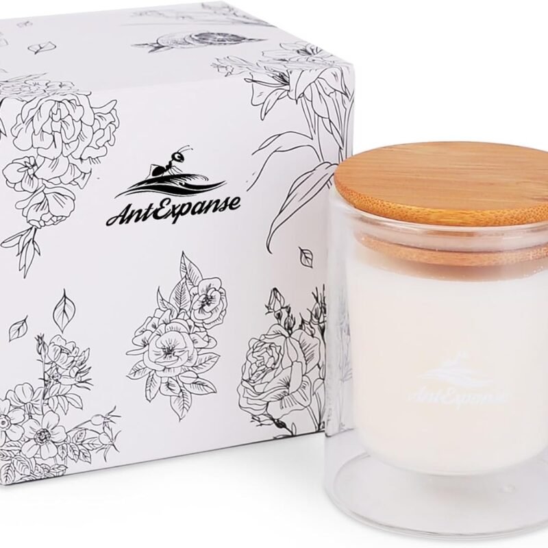 Soy Massage Oil Candle, 6.5 OZ Beautiful Double Layer Glass Low Temp Vanilla Candle, Moisturizing Essential Oil Body Massage Candle For Home & Spa, Intensive Skin Treatment Candle (Vanilla)