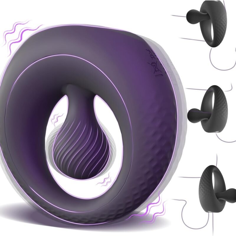 Vibrating Cock Ring with 360° Adjustable Bead Clitoral Stimulator, Pleasure Penis Ring Vibrator Couples Adult Sex Toys for Men Women, LITLLS Soft 8 Vibrations Male Couple Sex Toy Game for Men Erection