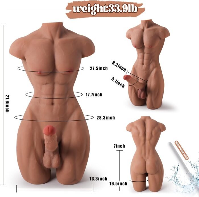 34LB Male Sex Doll with Huge Dildo for Women,3D Muscular Men Adult Sex Dolls Torso with Big Dick, Realistic Anal Hole Male Sex Toys Full Body with Muscle Legs for Female Masturbator, Men Gay,Couples - Image 5