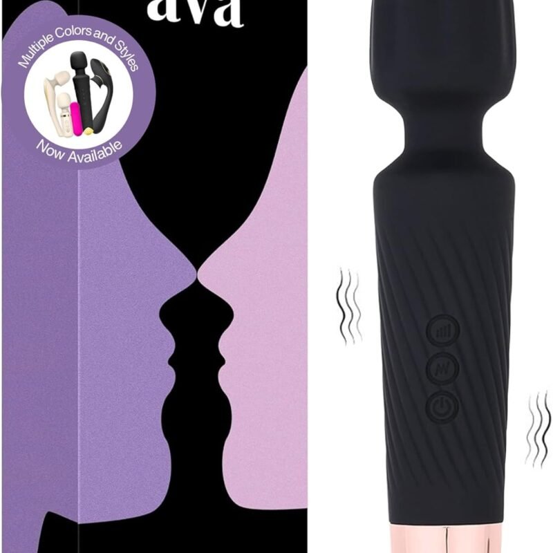 Ava Vibrator Wand Sex Toys [ Clit Stimulator ] Vibrators for Woman Adult Toy | Gifts for Women | 20 Patterns & 8 Speeds of Pleasure | Quiet & Small -Standard - Black