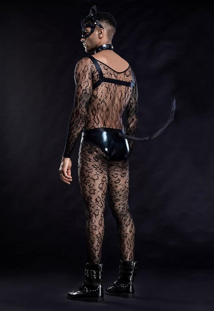 Mens Cosplay Costume Tuxedo Sexy Lingerie Set Role Play Cat Men's Uniform Gay Bar Nightclub Outfit Black - Image 7