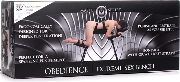 Master Series Extreme Bondage Table Adjustable Restraint Wrist Cuffs Included Sex Furniture Massage Bed with Face & Crotch Hole for Adult Couples, Padded PU Black Leather - Image 7