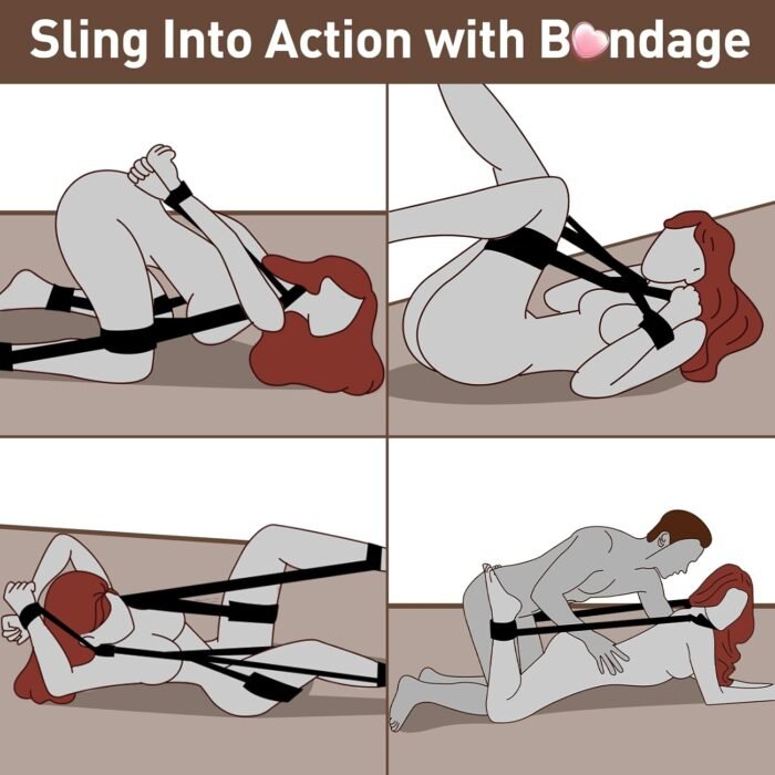 Sex Toys BDSM Bondage Restraints - Adult Toys Sex Straps Neck to Wrist Thigh Sex Sling & Ankle Kits with Adjustable, Kinky Bed Restraints Set for SM Games, BDSM Toys for Couples Sex Pleasure - Image 6