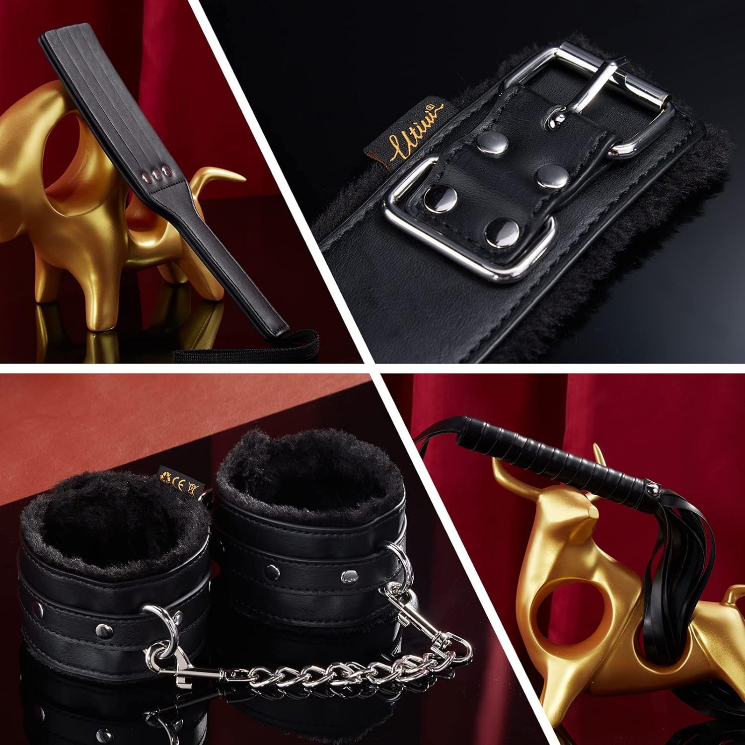 Sex Bondage BDSM Kit Restraints - UTIMI Upgrade Restraint Sets with Adjustable Handcuffs Collar Ankle Cuff Dice Beads Anal Plug Adult Games Sex Toys for Men Women and Couples Foreplay | 17PCS - Image 4