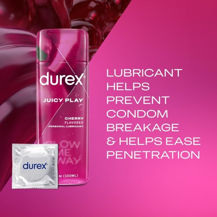 Durex Water Based Lube for Sex, Cherry Flavored Lube, Anal Lube & Sex Lube for Women & Men, Personal Lubricant for Oral Sex & Anal Sex, Sex Lubricant & Sex Toy Lube, 3.38 fl oz - Image 3