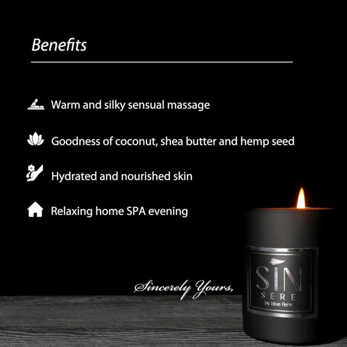 SINSERE Massage Candle | Low Heat Massage Oil Candle for Home SPA| Hydrates and Nourishes Skin | Sensual Massage for Couples | Date Night Candle | Made of Soybean and Coconut - Image 4