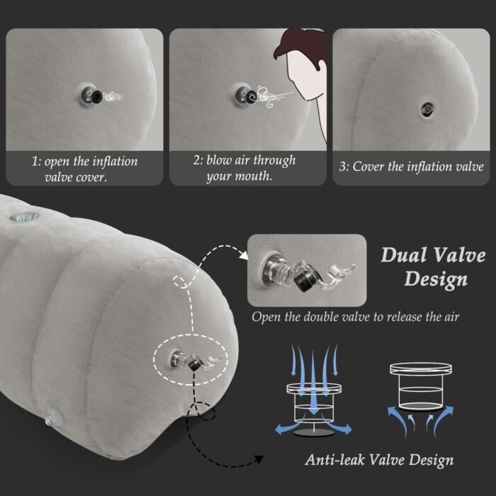 Sex Pillow Couples Sex Toys, Heart Shaped Inflatable Cushion Furniture for Bedroom Dildo Mount, Upsize Wedge with Bondage Cuffs, Cross Strap, Nipple Clamps BDSM Kit - Image 5