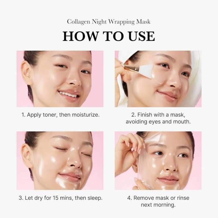 medicube Collagen Overnight Wrapping Peel Off Facial Mask Pack - Elasticity & Hydration Care, Reduces Sagging & Dullness - Hydrolyzed Collagen For Glowing Skin - Korean Skin Care, 2.53 fl.oz - Image 5