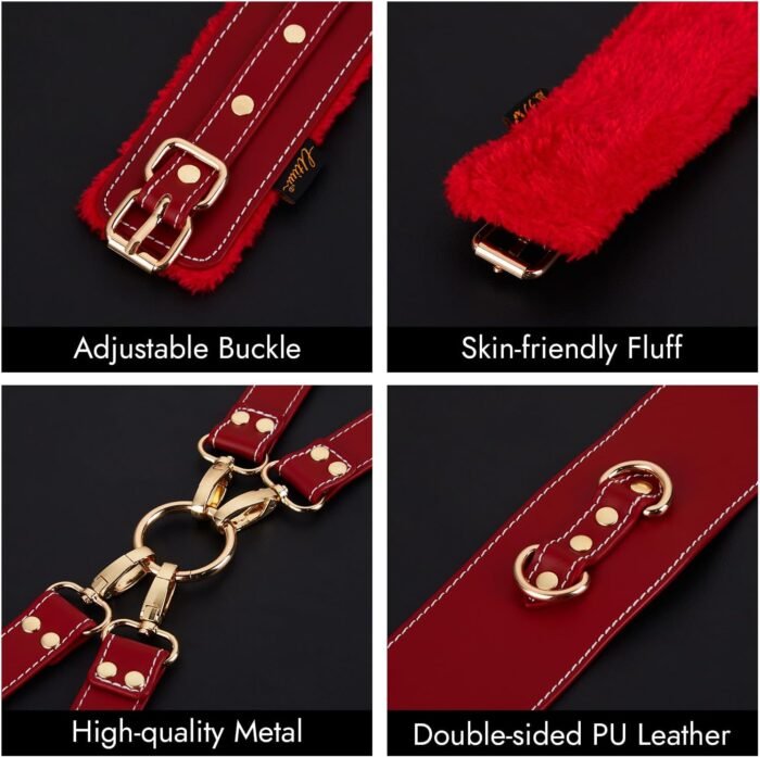 UTIMI Sex Bondage BDSM Kit Restraints 6PCS Sets with Adjustable Handcuffs Ankle Cuff Thigh Cuffs Blindfold Cross Strap Waist Strap Adult SM Games Sex Toys for Men Women and Couples - Image 4