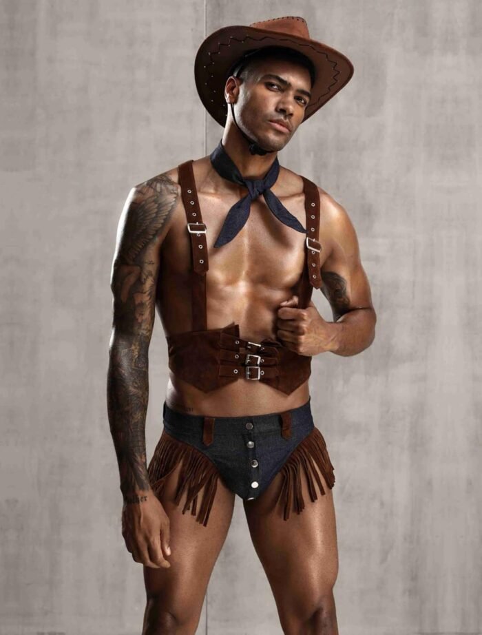 Mens Cowboy Boy Cosplay Costume Tuxedo Sexy Lingerie Set Role Play Uniform Gay Bar Nightclub Outfit - Image 7
