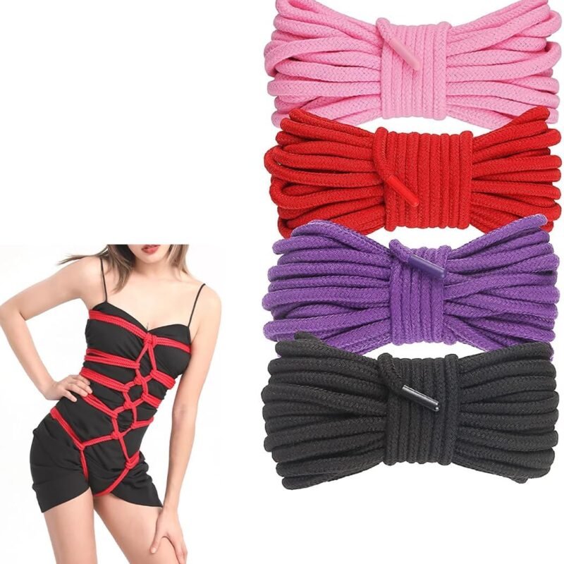 4 x 10 m Bondage Rope SM Bondage Set Restraints Cotton Rope BDSM SM Bondage Set Toy for Couples Extreme Beginners Ankle Games