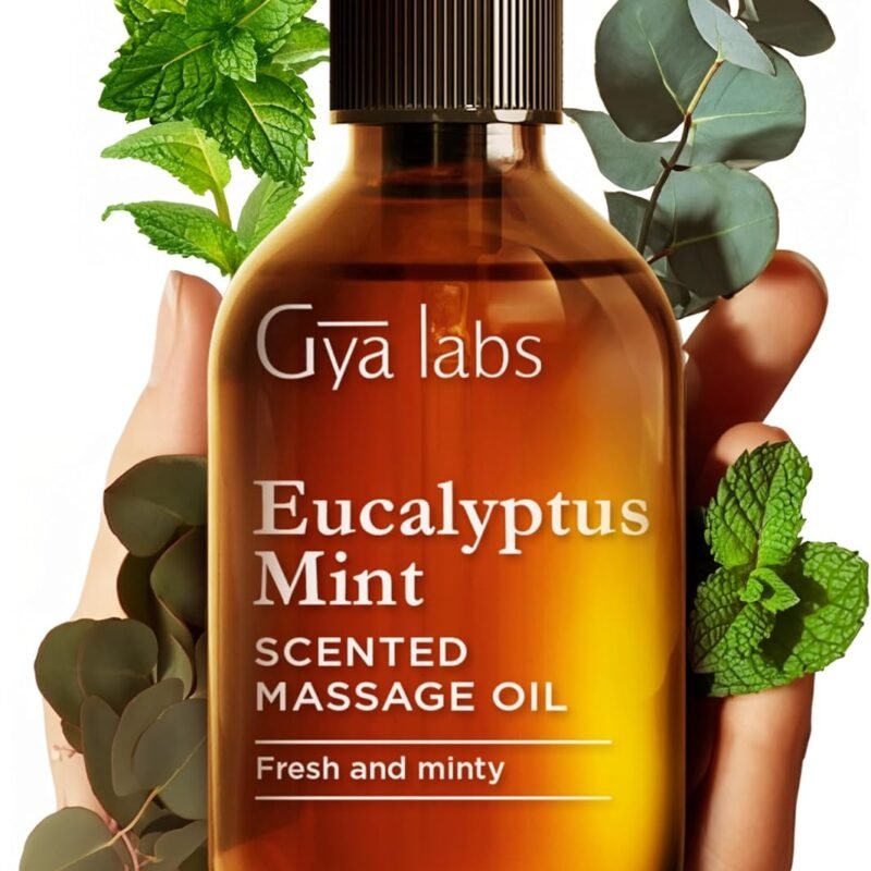 Gya Labs Eucalyptus Mint Massage Oils - 6.76 Fl Oz - 100% Pure Natural Refreshing Aromatherapy Body Massage Oil for Sore Muscles - with Jojoba, Argan, Sunflower, Almond, Vitamin E & Eucalyptus