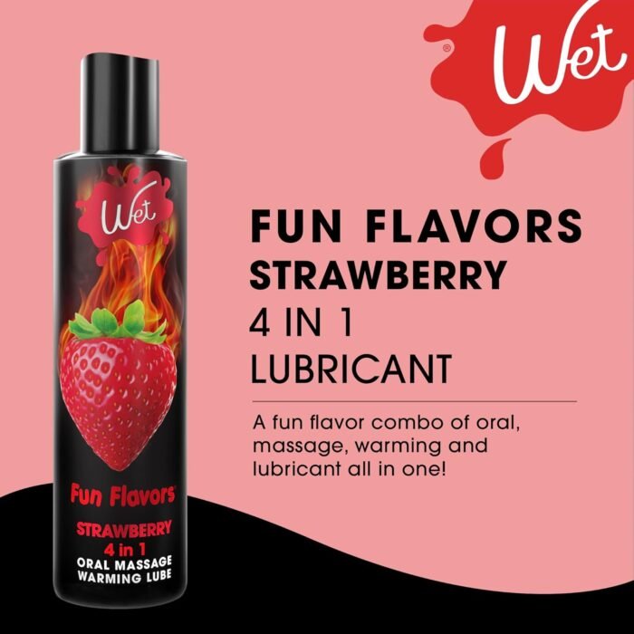 Wet Fun Flavors Sexy Strawberry 4 in 1 Warming Flavored Tasty Lube 3 FL Oz, Premium Personal Lubricant, Men, Women & Couples, Foreplay & Massage, Paraben Free, Gluten Free, Stain Free, Sugar Free - Image 3