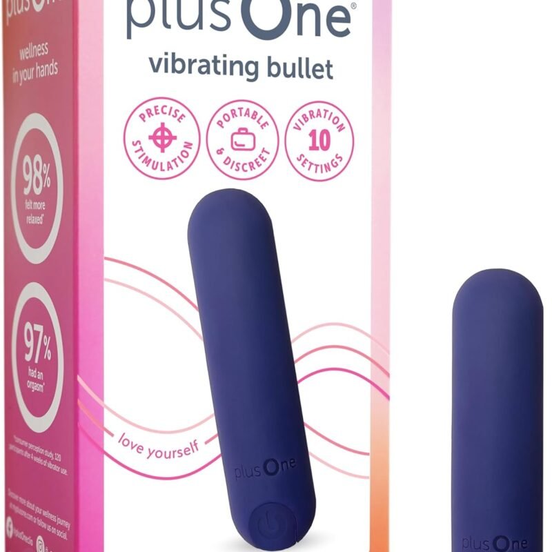 plusOne Bullet Vibrator for Women, Mini Vibrator Made of Body-Safe Silicone, Fully Waterproof, USB Rechargeable, Personal Massager with 10 Vibration Settings, Purple