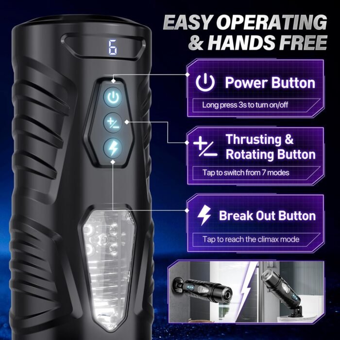 Automatic Male Masturbator Sex Toys for Men - Adult Toy Male Sex Toys with 7 Thrusting & 7 Rotating Modes,Hands Free Pocket Pussy Sex Machine with Visual Window & Suction Base Electric Penis Pump - Image 8