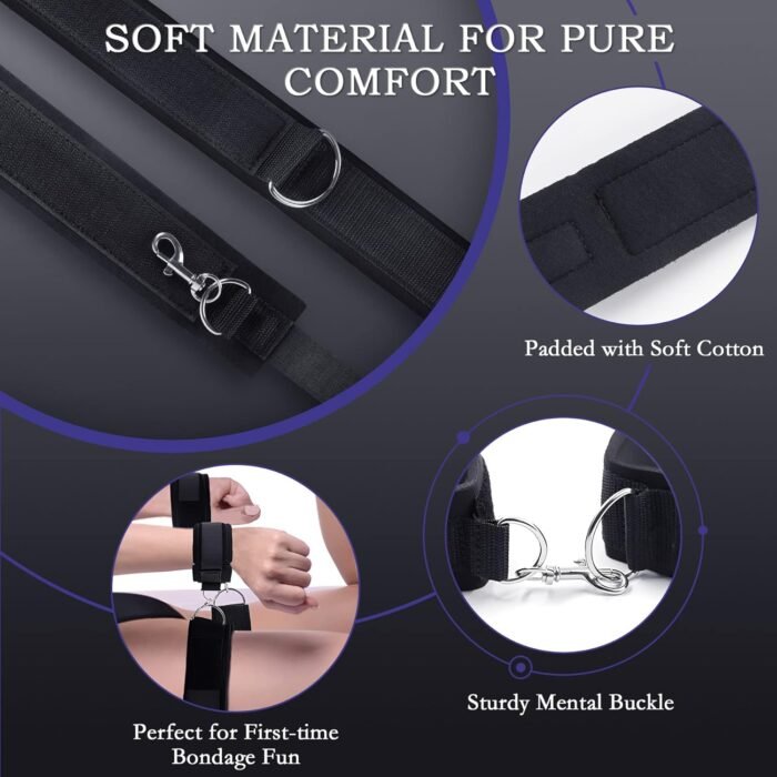 BDSM Bondage Sex Toys Restraints, Couples Sex Toy Handcuffs Adjustable Sex Cuffs Sex Restraints Straps Wrist-to-Thigh, Restraint Set Adult Sex Toys for Couple - Image 3