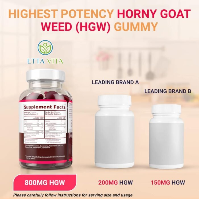 Potent Horny Goat Weed for Men and Women (Max Potency Chews 800mg), Horny Goat Weed Extract Gummies for Energy Management, Performance and Stamina - Vegan, Gluten-Free, Natural Grapefruit Flavor - Image 4