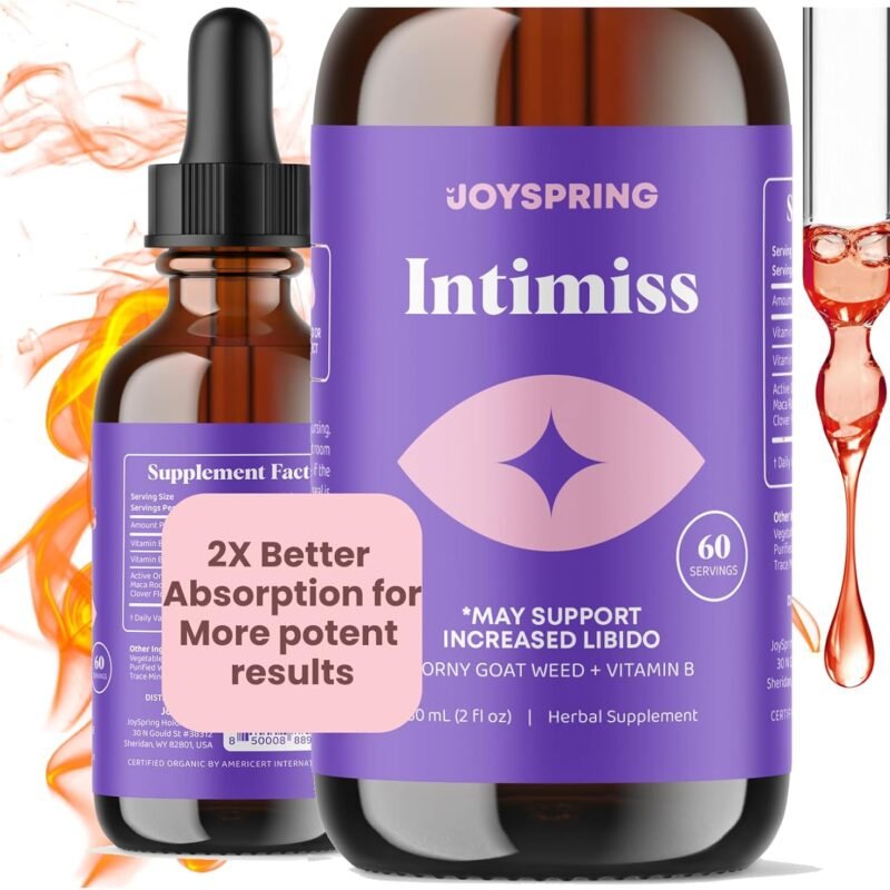 JoySpring Herbal Libido Support for Women – Horny Goat Weed and Ashwagandha Liquid Drops – Maca Root, Fenugreek, and Red Ginseng for Wellness and Vitality