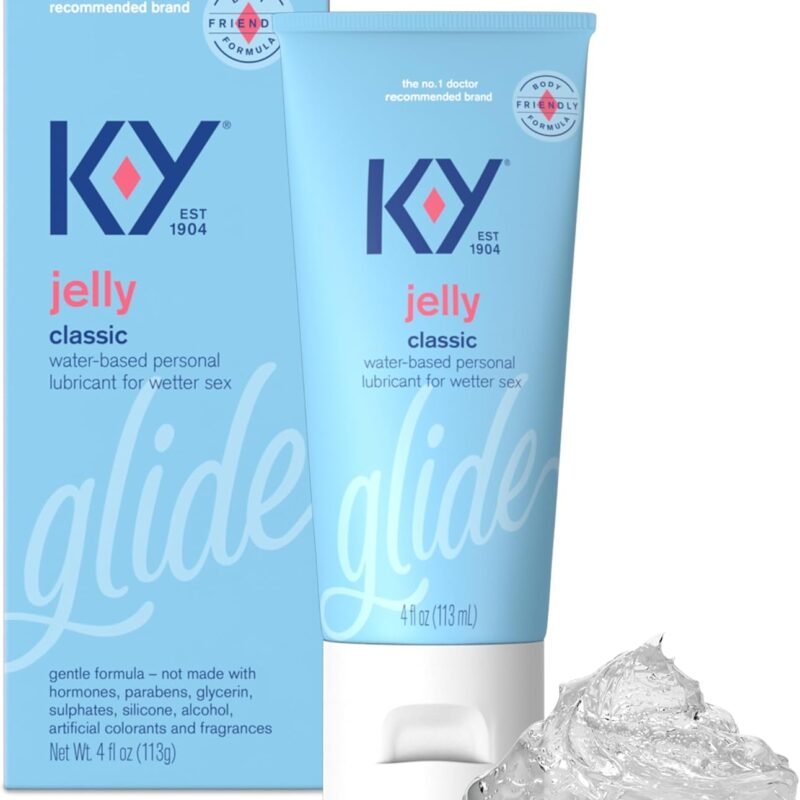 K-Y Jelly Water Based Lube For Sex, Anal Lube, Non-Greasy Water Based Personal Lubricant, pH Friendly Sex Lube Can Be Used With Sex Toys For Women & Male Sex Toys, Condom Friendly Personal Lube, 4 OZ