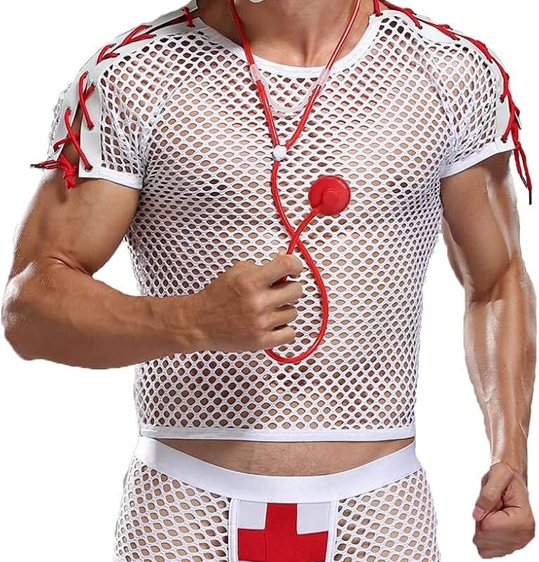 Mens Sexy Lingerie Set Role Play Nurse Doctor Fun Uniform Night Club Costume Outfit