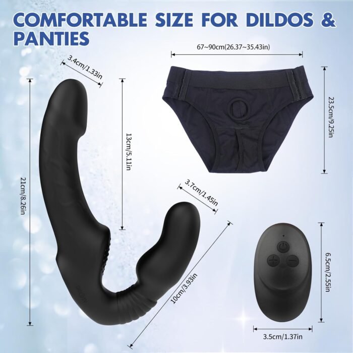 Strapless Strap-on Dildo Vibrator with Remote Control, Double-Ended Dildos with 10 Vibration Modes, Waterproof Rechargeable Sex Toys with Clitoris Stimulator for Women Lesbian Couples Black - Image 4