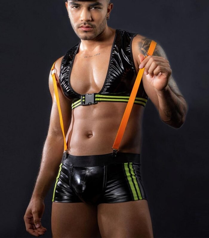 Mens Fireman Cosplay Costume Tuxedo Sexy Lingerie Set Role Play Uniform Gay Bar Nightclub Outfit - Image 3