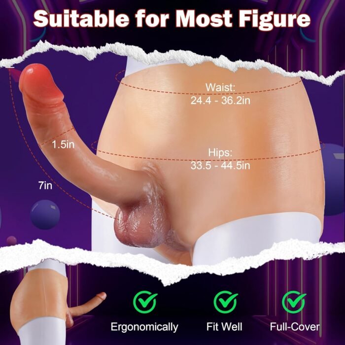 Realistic Strap on Dildo Harness Dildo Panties, Silicone Wearable Dildo Underwear Lesbian Sex Toys, Transgender Clothing Strapon with 7" Solid Dick, Strapless Dildos Pegging Toys for Women & Couple - Image 4