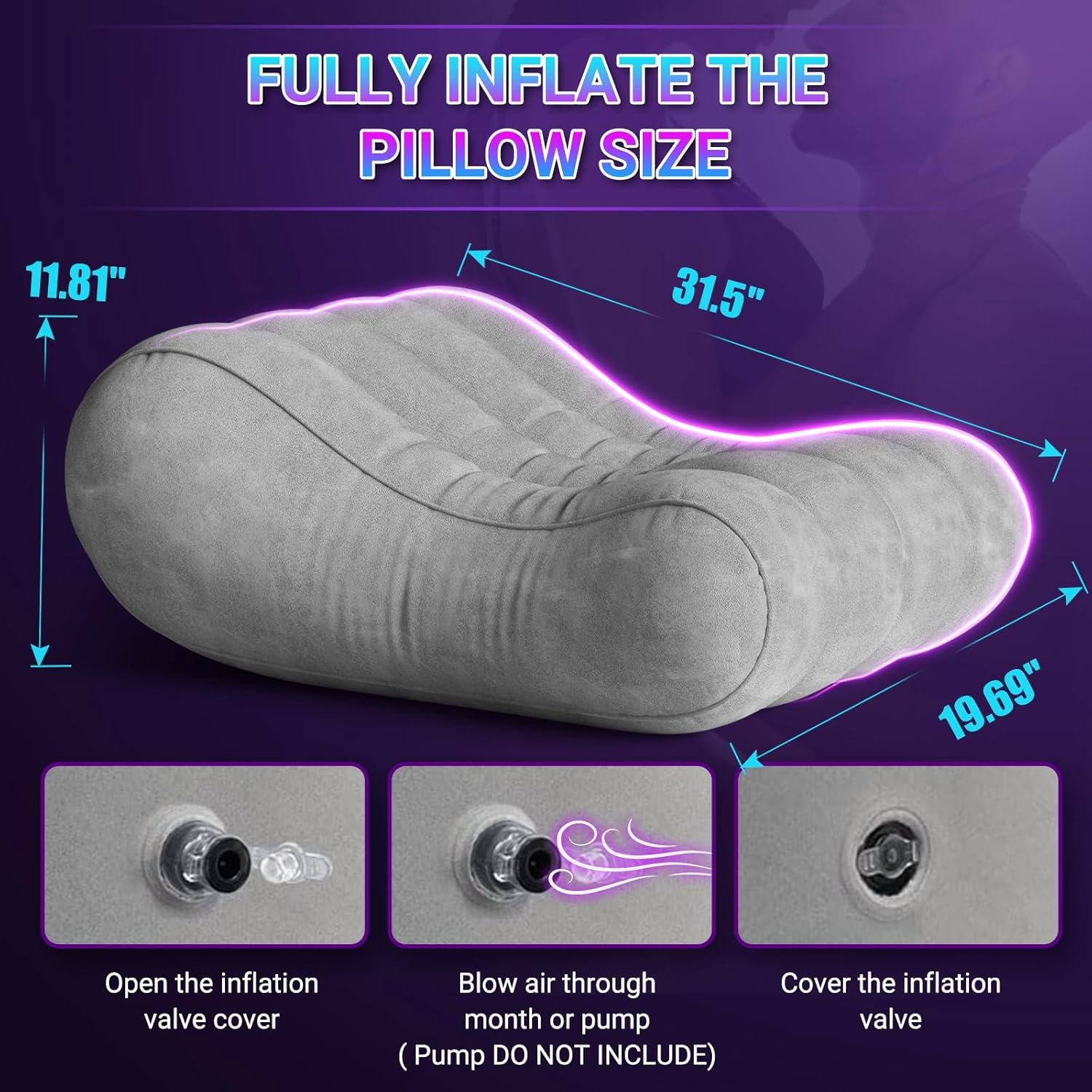 Sex Pillow Couples Sex Toys, Sex Furniture for Bedroom Inflatable Lounge Sex Chair, Sex Wedge Sex Sofa Bedroom, Velvety Anti-Leak Valve Sex Bed Things Cushion, Couple Female Adult Sex Toys - Image 2