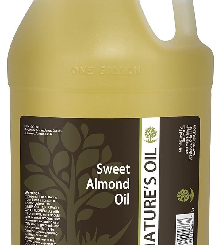 Sweet Almond Oil Gallon - 100% Pure Carrier for Massage, Diluting Essential Oils, Aromatherapy, Hair & Skin Care Benefits, Moisturizer & Softener - by Nature's Oil.