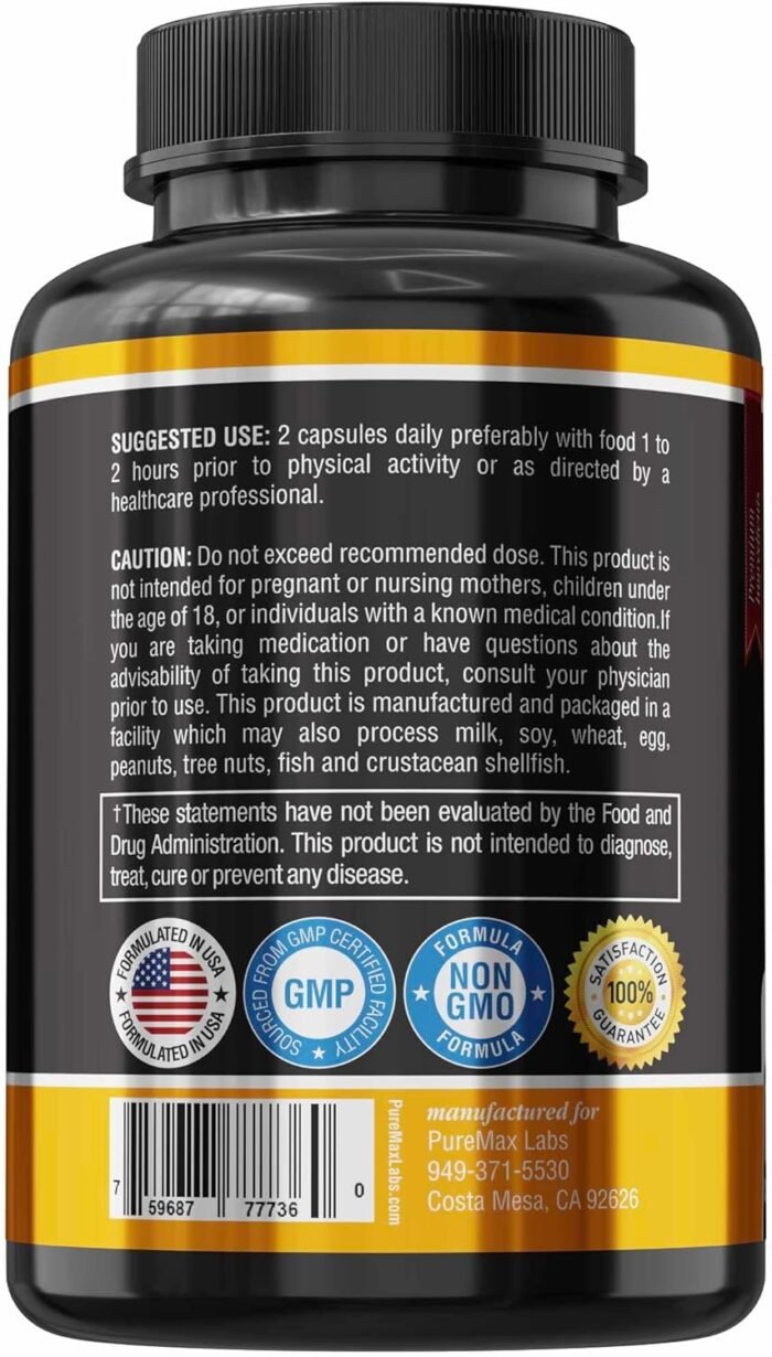 Horny Goat Weed Extra Strength Blend, 120 Capsules, w. Maca, Arginine, Ginseng, Tribulus, Tongkat, Libido, Stamina, Energy Support, Non-GMO Formula, 120 Caps - Image 3