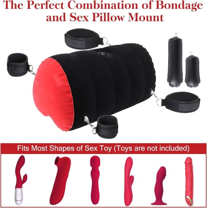 Dildo Mount Sex Position Pillow Couples Sex Toys - Bondage Kit with Adjustable Wrist & Thigh Cuffs, Sex Furniture for Bedroom - Sex Body Positioner - Sex Toys for Couple Beginner Sm Game Play - Image 5