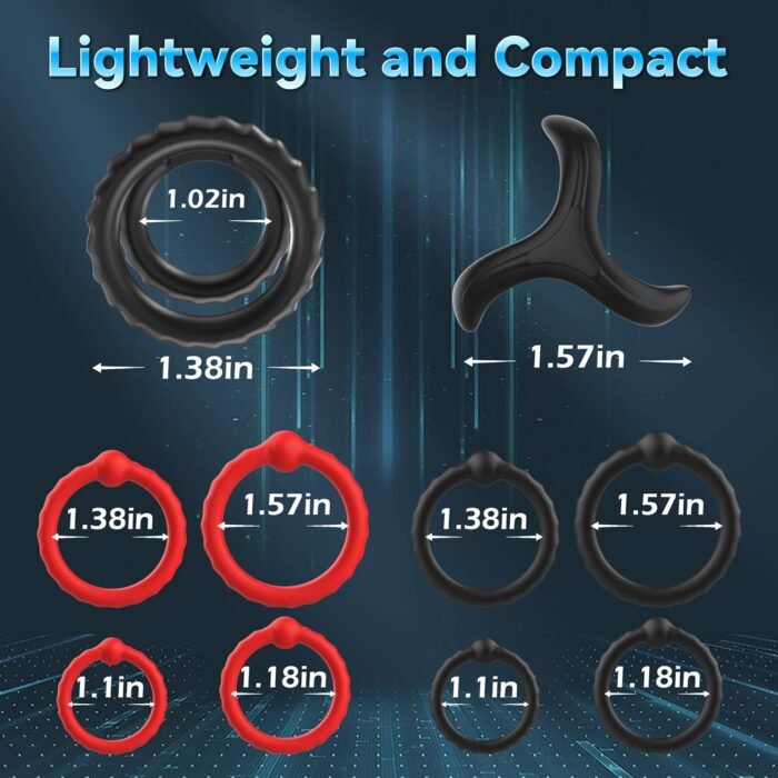 Silicone Penis Ring Set Sex Toys for Men, Amortoy 10 PCS Men’s Cock Rings Penis Sleeve Shaft for Erection Enhancing, Soft Stretchy Male Sex Toys, Adult Toys for Couples Pleasure - Image 3
