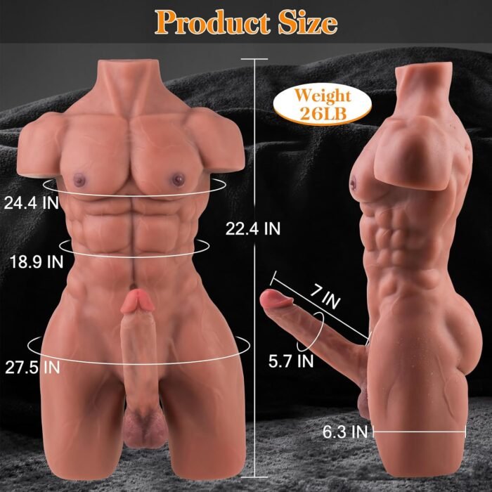 2 in 1 Male Sex Doll with Realistic Dildo Anus, Life Size Sex Doll with 7 Inches Flexible Huge Cock Penis for G-spot Anal Clitoral Stimulation, Unisex Masturbator Sex Toy for Women Couple Gay, 26 LB - Image 4