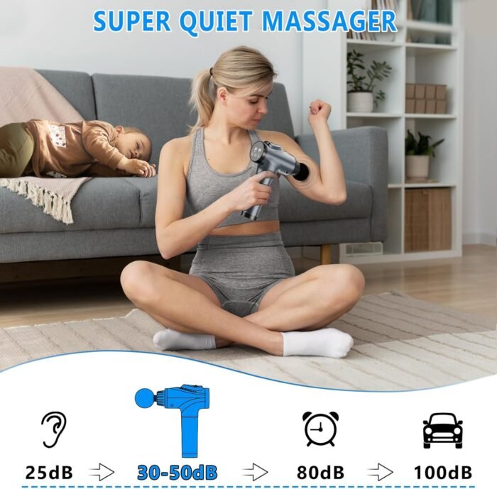 Massage Gun, Muscle Massage Gun for Athletes Handheld Electric Deep Tissue Back Massager, Percussion Massage Device for Pain Relief with 30 Speed Levels 9 Heads,Father's Day Gifts - Image 4