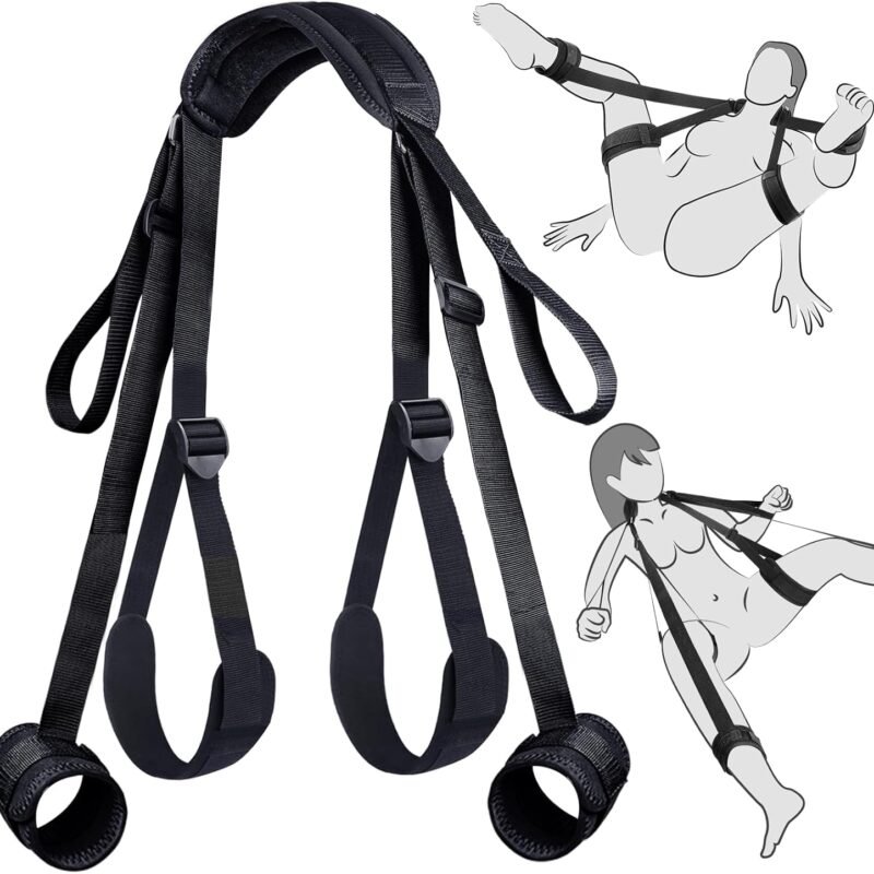 Sex Toys BDSM Bondage Restraints - Adult Toys Sex Straps Neck to Wrist Thigh Sex Sling & Ankle Kits with Adjustable, Kinky Bed Restraints Set for SM Games, BDSM Toys for Couples Sex Pleasure