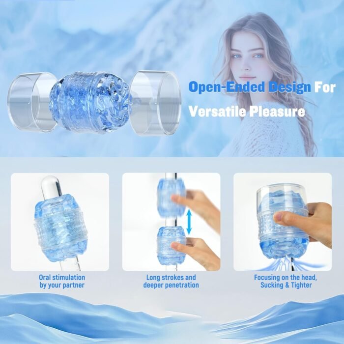 Spiral Motion Male Masturbator Adult Sex Toys for Men - Manual Sucking Stroker Realistic Pocket Pussy for Men Masturbation Sleeve, Open Ended Crystal Blowjob Sex Toy, MHYNNR Pocket Pussies Penis Toys - Image 4
