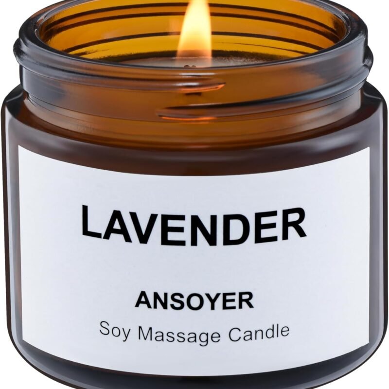 Massage Candle - Soy + Hemp Seed Oil Based - Massage Oil Candle - Body Oil & Lotion Candle - Home SPA Candle for Relaxation - 1.77OZ (Lavender)