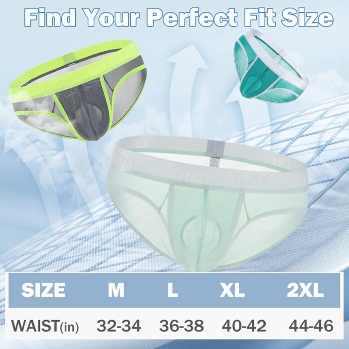 ZONBAILON Men's Briefs Dual Pouch Ice Silk Underwear See Through Thin Breathable Sexy Panties - Image 6